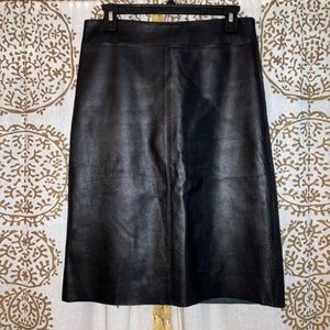 BCBG Maxazria Black Leather A Line Pencil Skirt Women's Size 8 BCBGMAXAZRIA